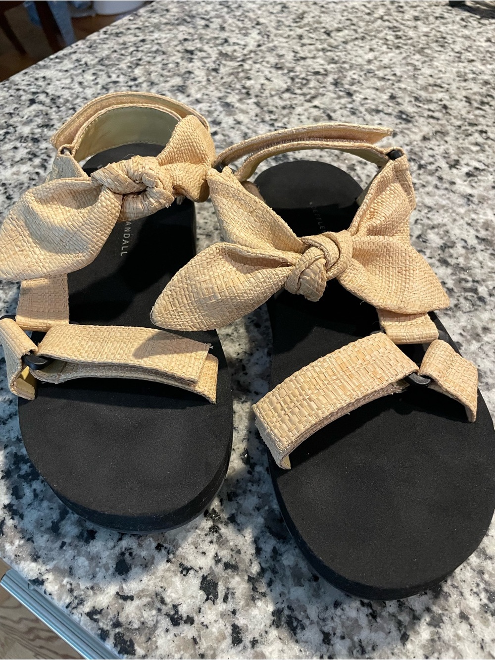 Loeffler Randall Beige Woven Bow Strap Sandals